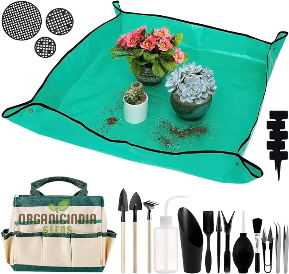 20-Piece Succulent Tool Set - Includes 39.4’’ Indoor Plant Repotting Mat And 19 Miniature Hand