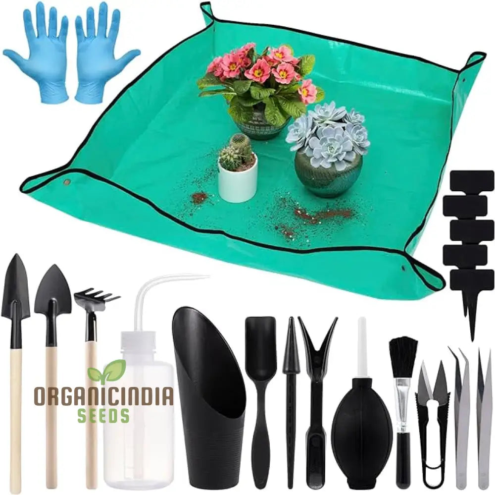 20-Piece Succulent Tool Set - Includes 39.4’’ Indoor Plant Repotting Mat And 19 Miniature Hand