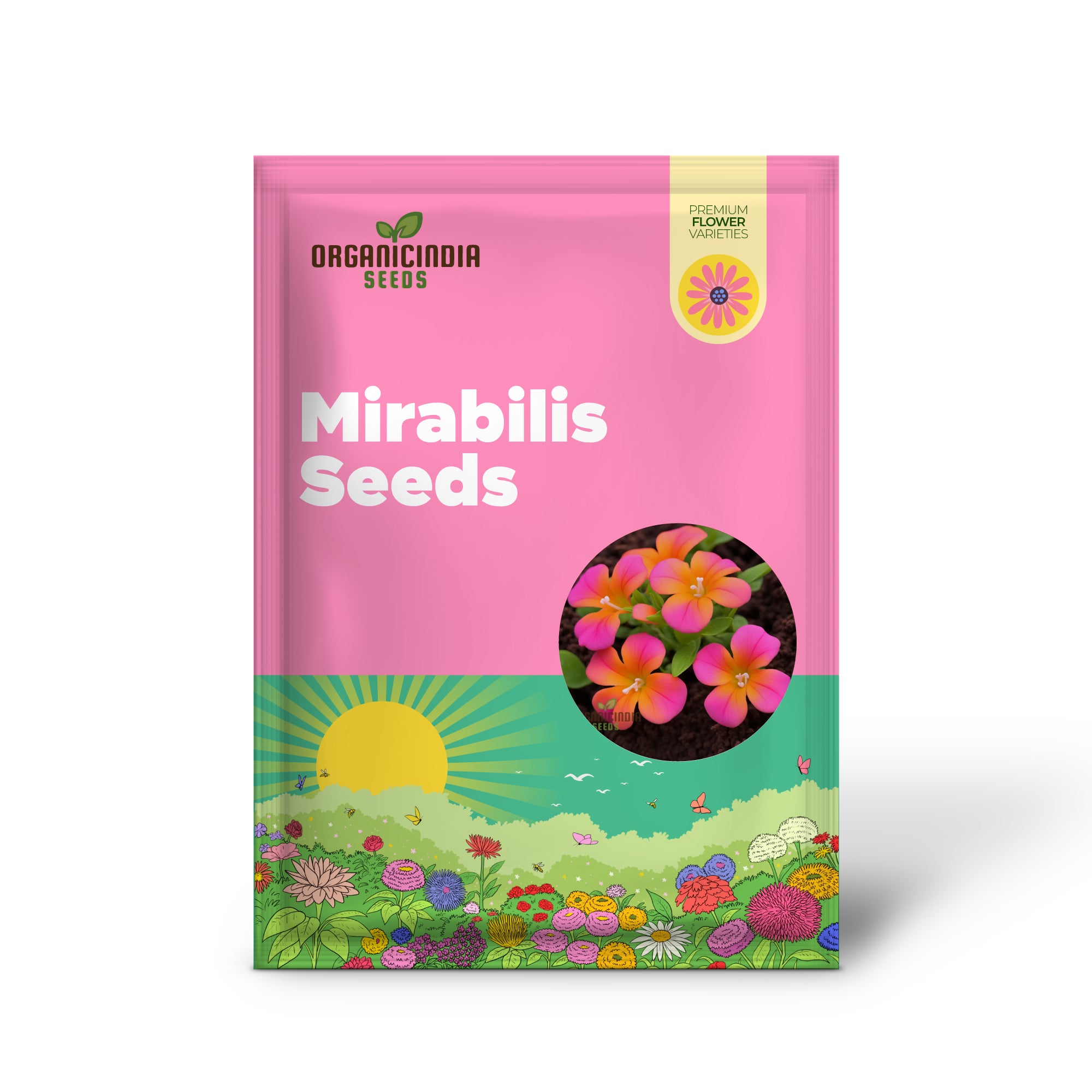 Premium Orange Pink Mirabilis Seeds - Rare Four O'Clock Flowers for Vibrant Garden Blooms, High Germination Rate, Ideal for Home Gardening & Landscaping