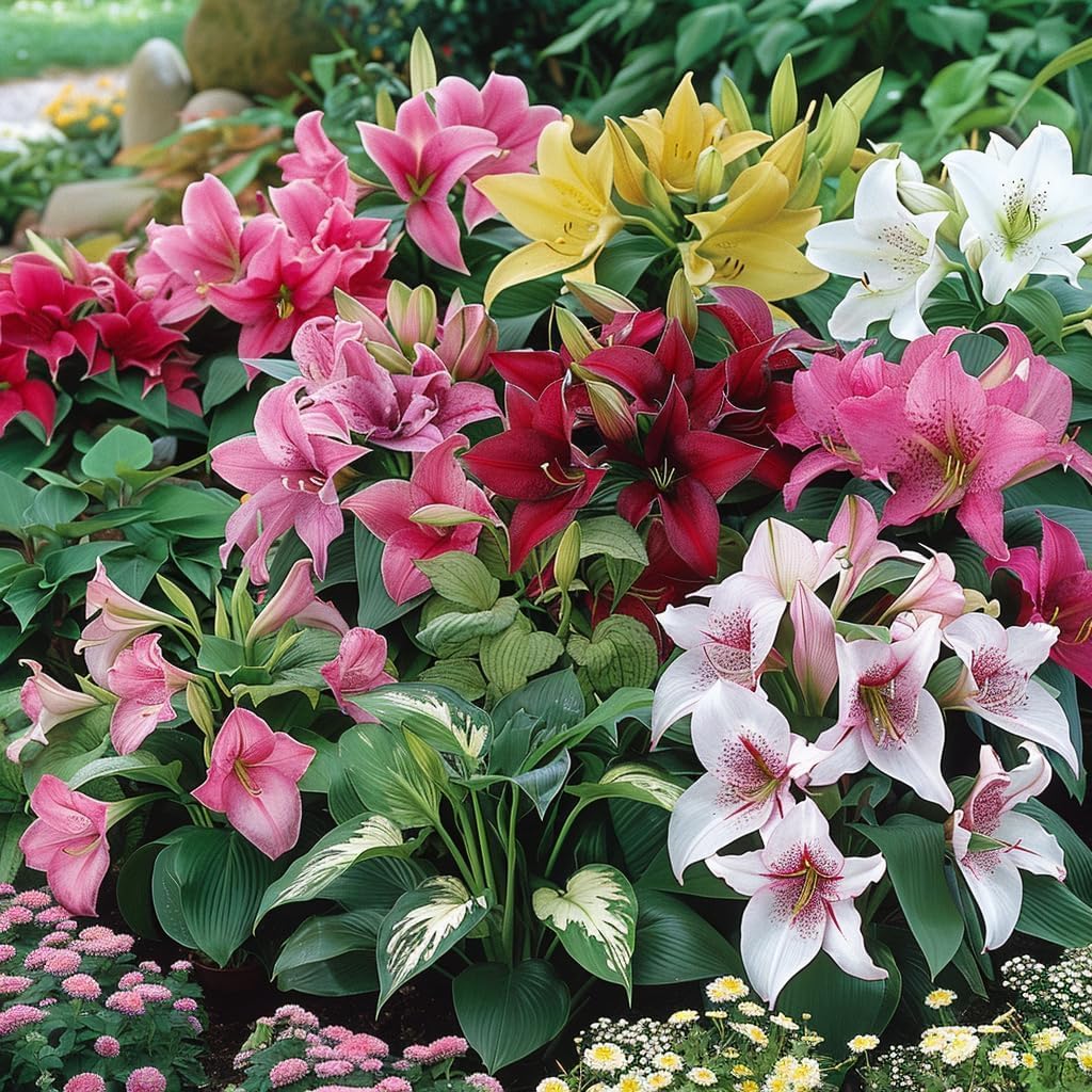 Mixed Hosta & Lily Perennial Flower Seeds – White Lace & Colorful Varieties for DIY Home Garden Ground Cover Planting