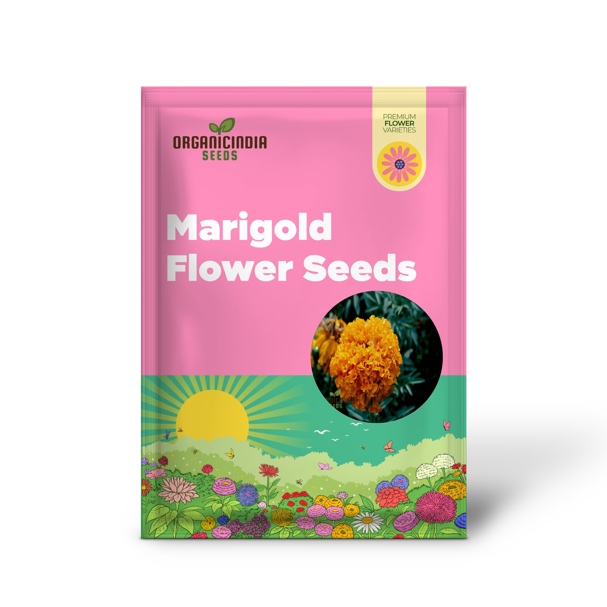 Mexican Golden Yellow Color Marigold Flower Seeds - Radiant Blooms for Your Garden Oasis, Premium Flower Seeds for Successful Planting and Gardening