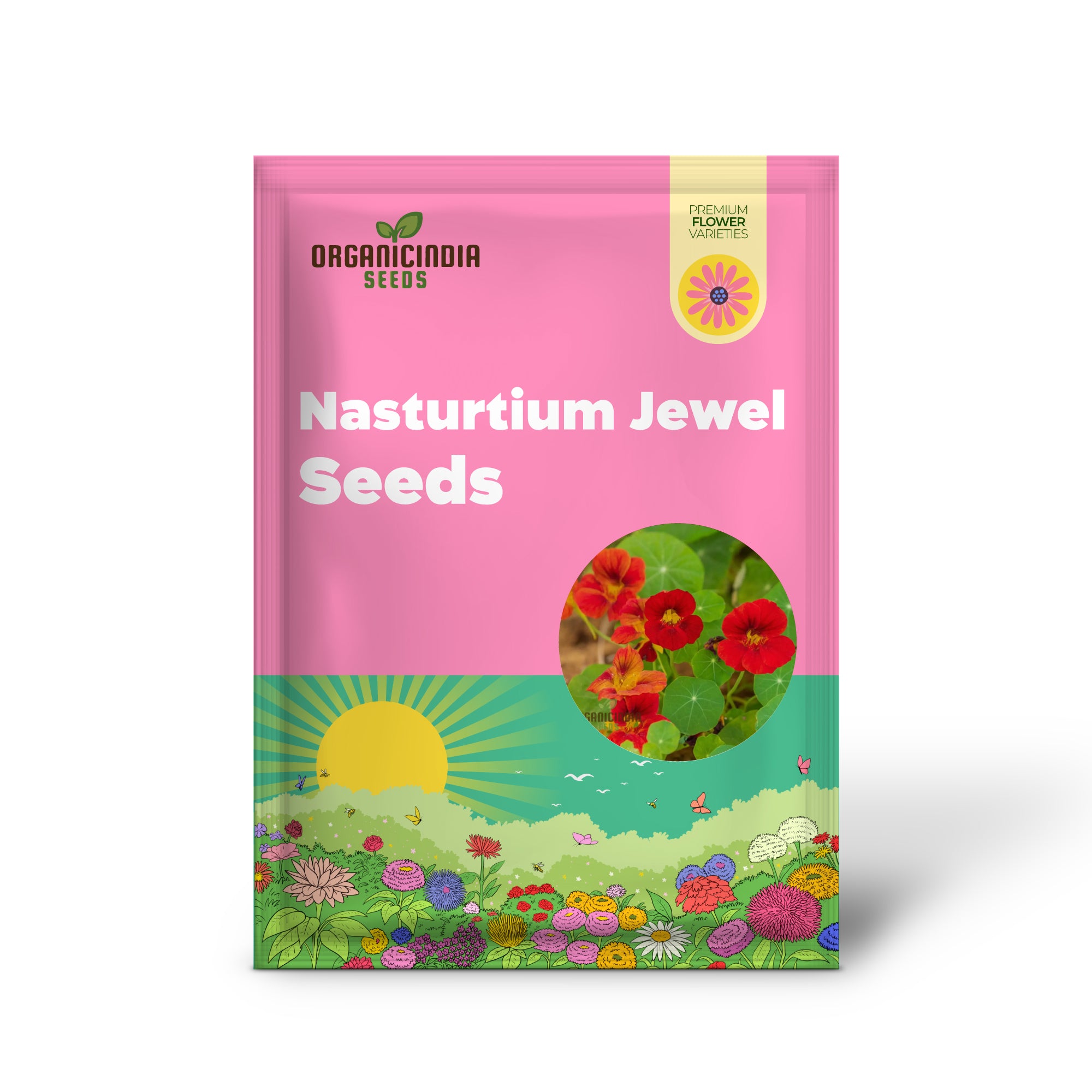 Vibrant Organic Nasturtium Jewel Mix Seeds , Grow Beautiful, Edible Flowers for Your Garden