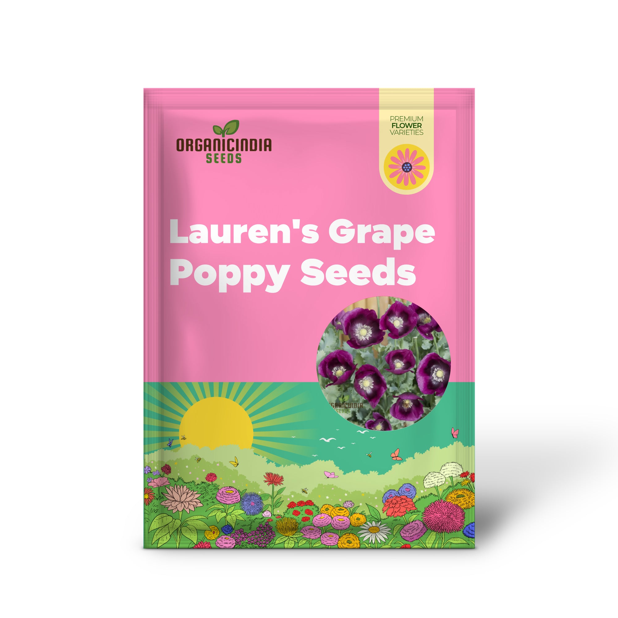 Premium Poppy Papaver Somniferum Lauren's Grape Flower Seeds, Vibrant Garden Blooms