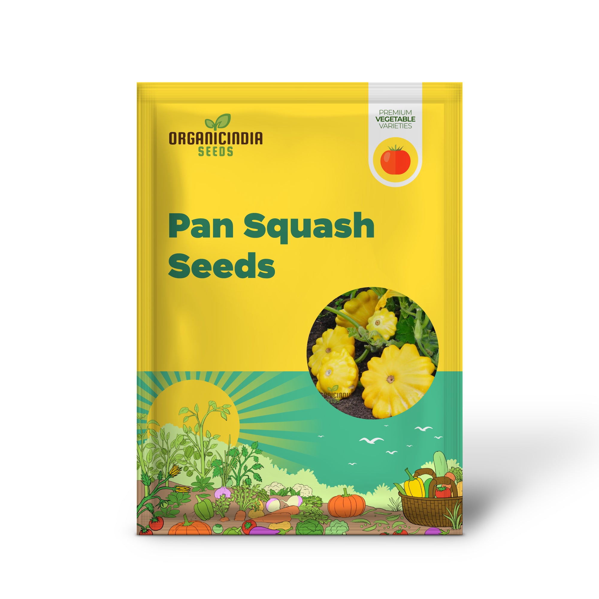 Organic Early Yellow Bush Scallop Patty Pan Squash vegetable Seeds, Fast-growing, Nutritious Summer Squash for Your Garden