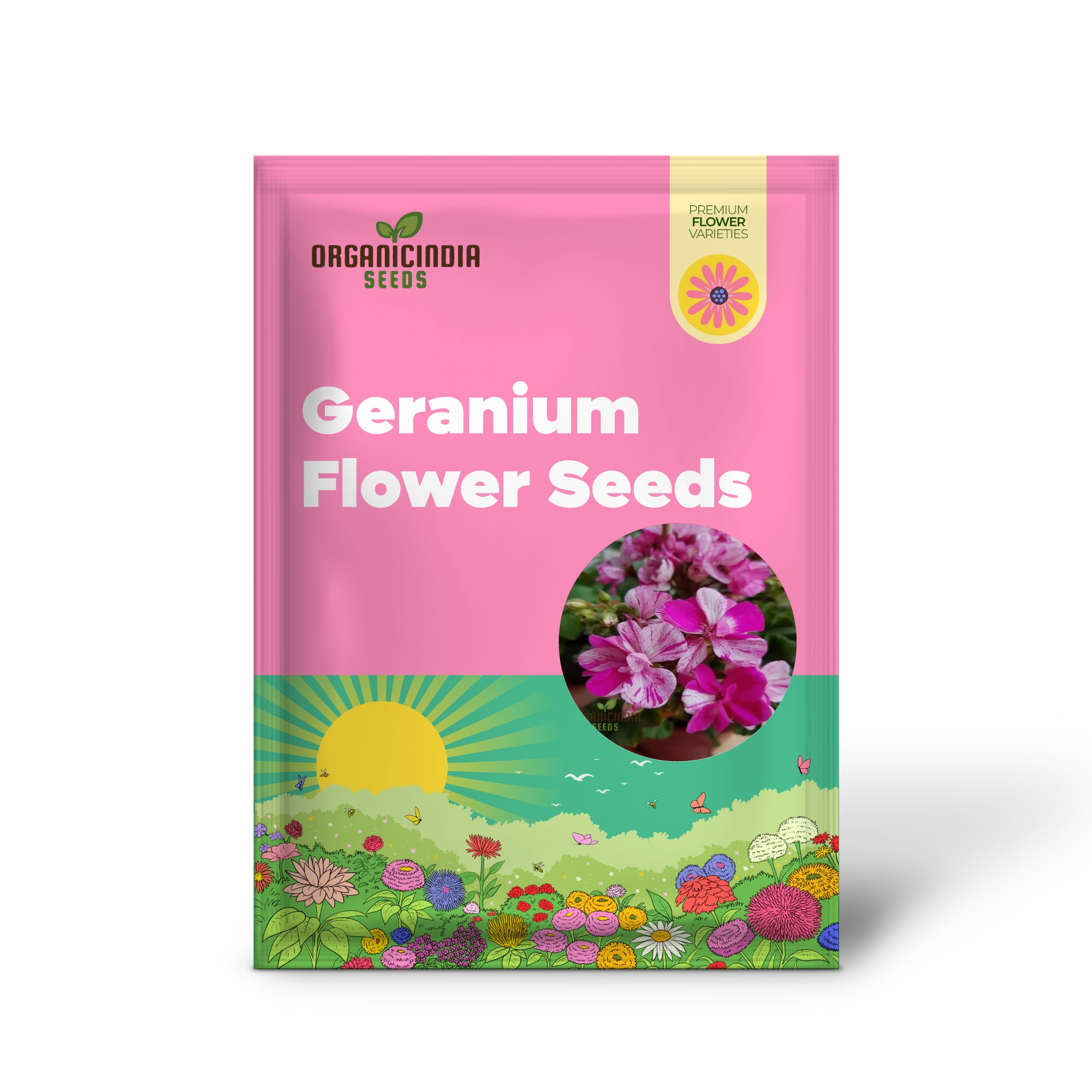 Geranium Flower Seeds Strip in Pink Color for Planting and Gardening - Ideal for Vibrant Garden Blooms