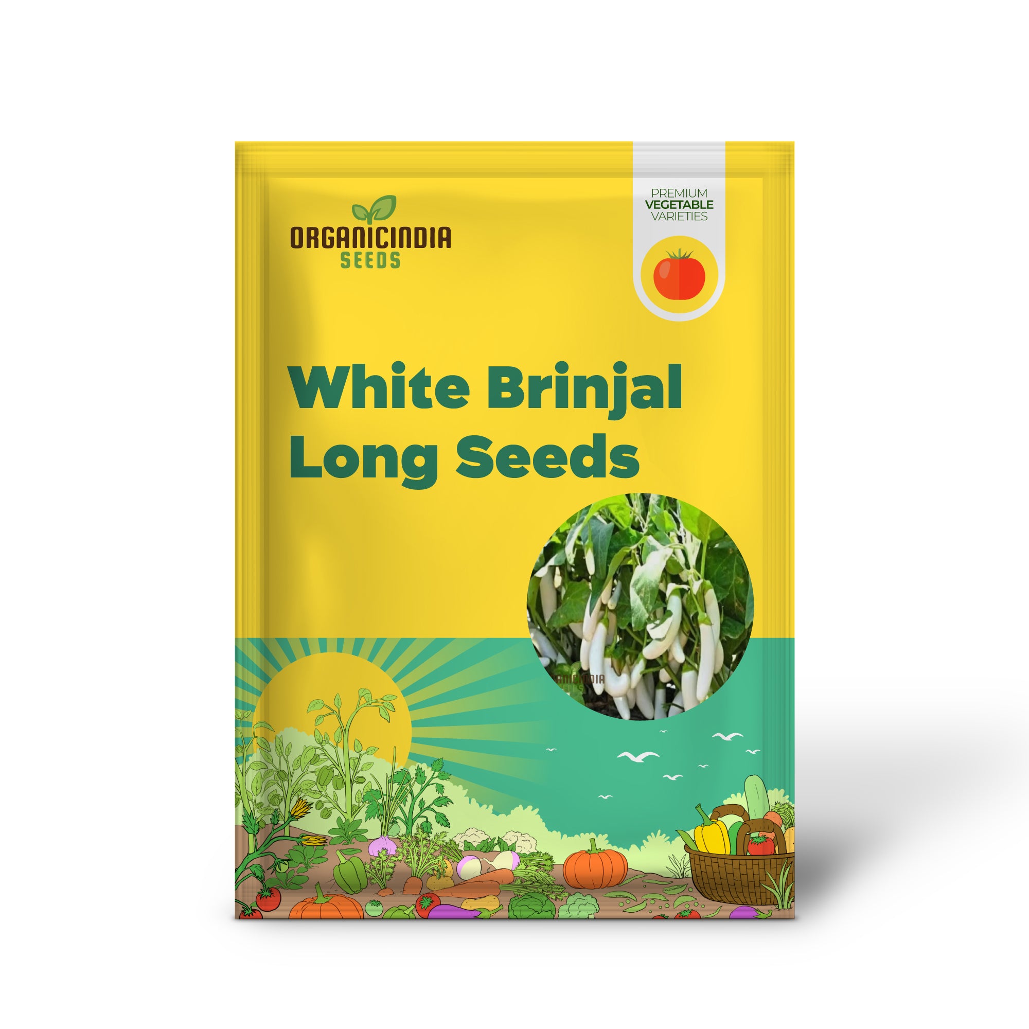 Brinjal White Long Hybrid Seeds â€“ Elevate Your Gardening with High-Yield, Deliciously Unique Eggplants