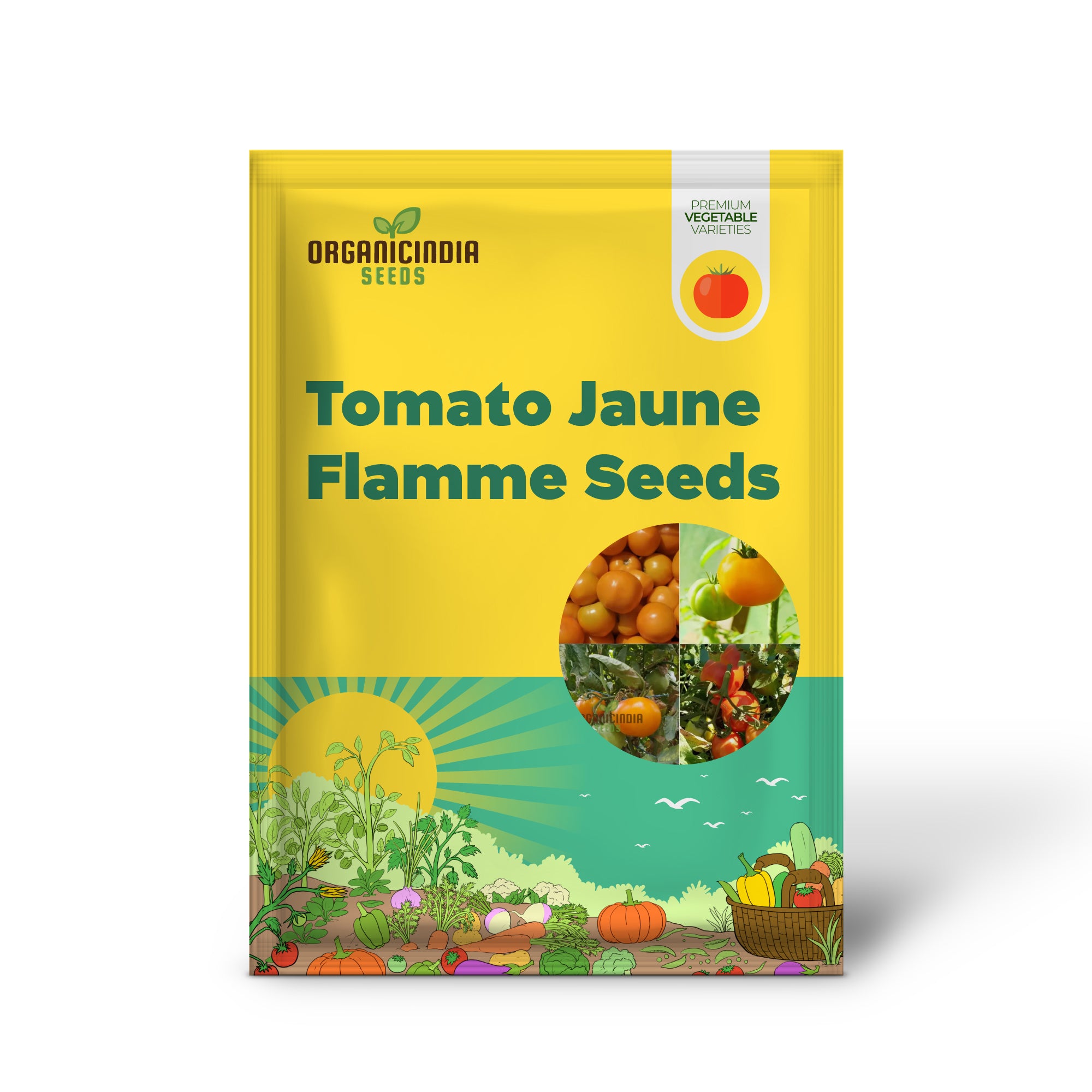 Tomato - Jaune Flamme Vegetable Seeds, Grow Sweet and Juicy Yellow Tomatoes