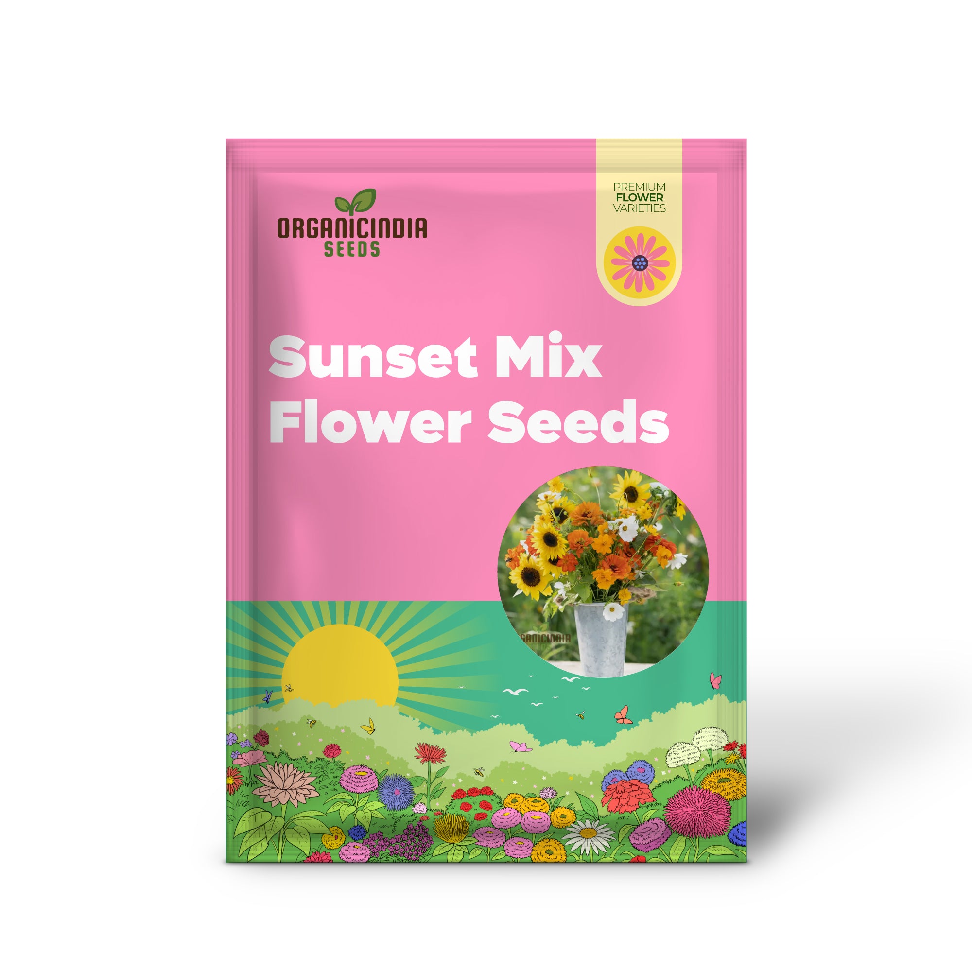 Sunset Mix - Mischung aus orangefarbenen, gelben und weißen Blumensamen für eine wunderschöne Gartendekoration