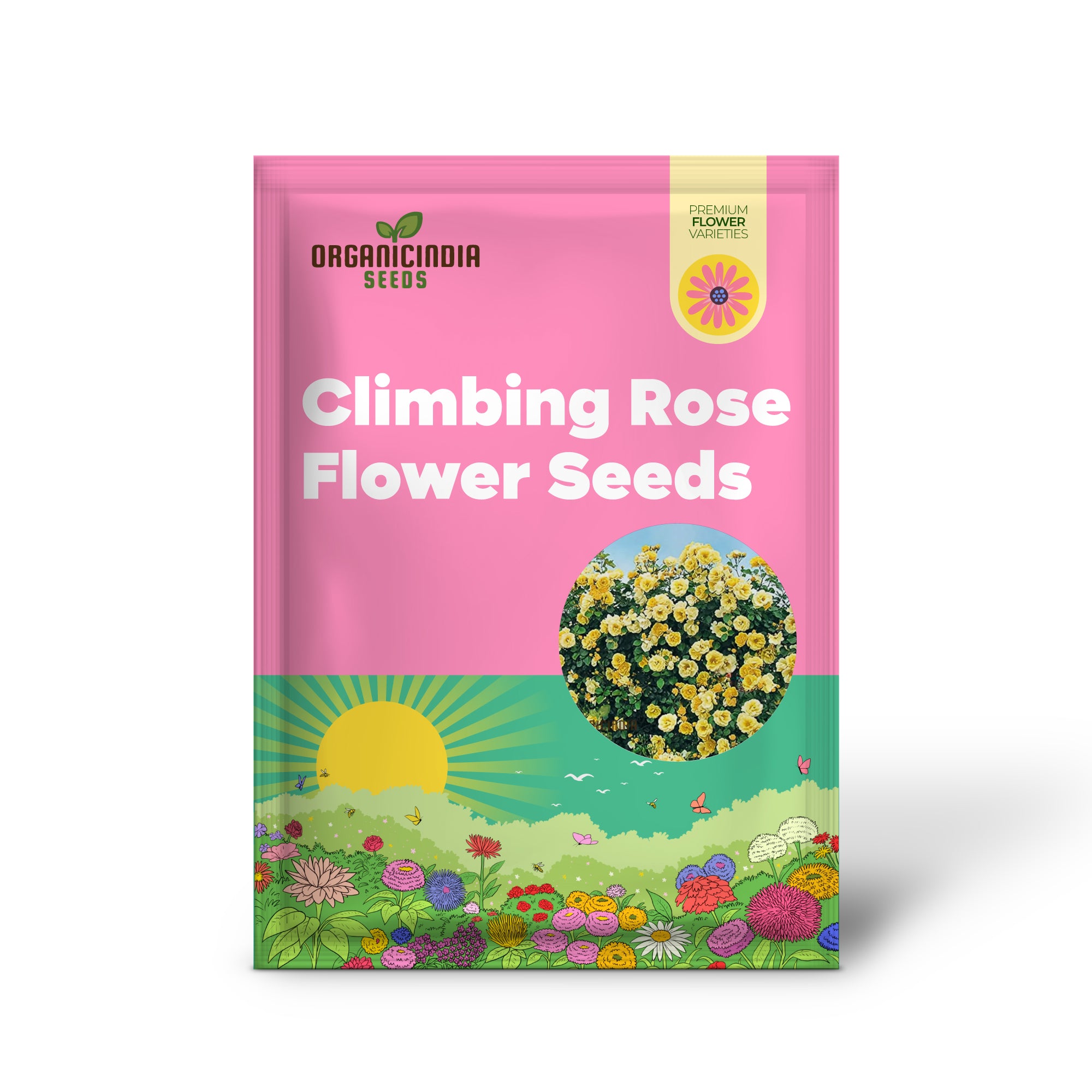 Yellow Climbing Rose Flower Seeds Pack - 20 High-Quality Seeds for Gardening Enthusiasts, Beautiful Climbing Roses for Your Garden or Patio