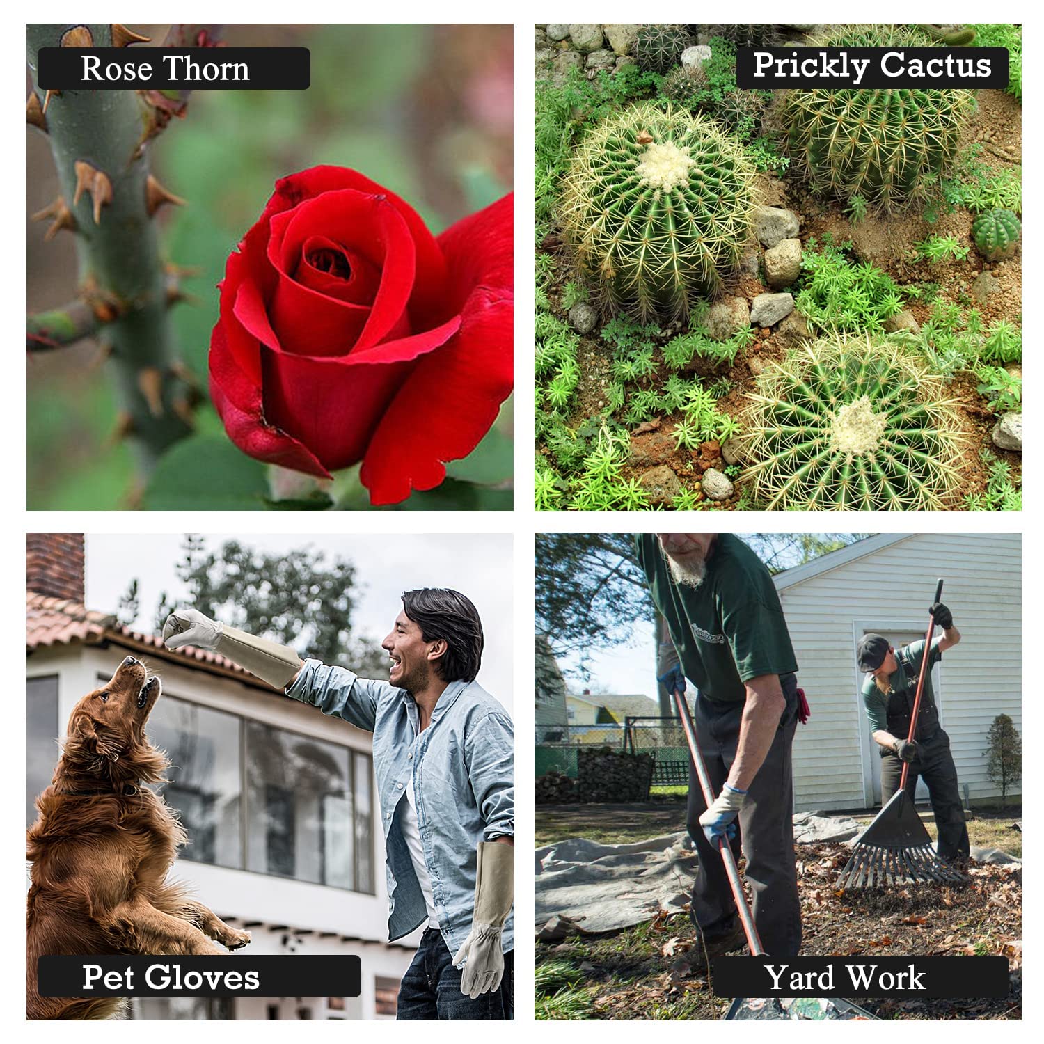 "Gants d'élagage de roses HANDLANDY résistants aux épines - Gantelets de jardinage longs unisexes en cuir de porc respirant - Cadeaux et outils de jardin idéaux pour les jardiniers"