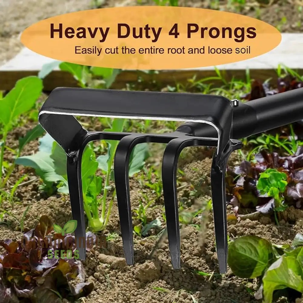 Adjustable Long-Handled Stirrup Hoe Cultivator - Heavy-Duty Scuffle With Rake Tiller For Weeding