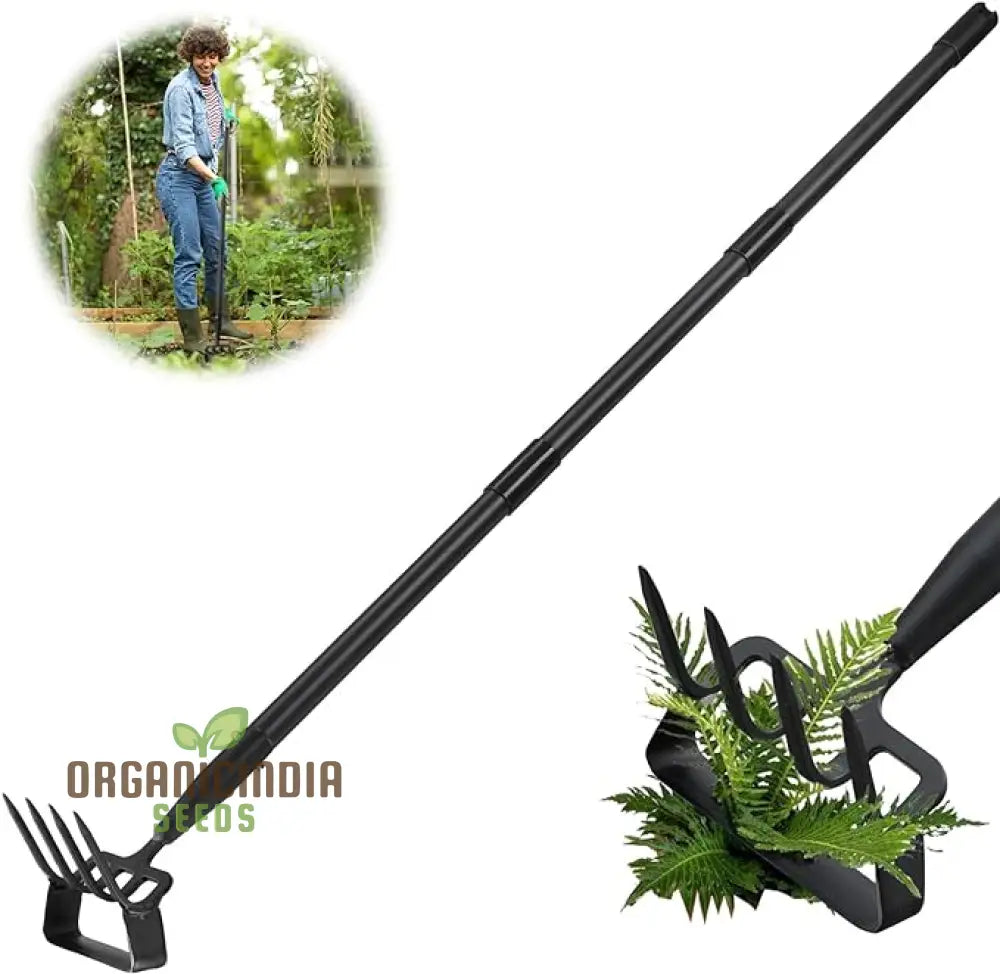 Adjustable Long-Handled Stirrup Hoe Cultivator - Heavy-Duty Scuffle With Rake Tiller For Weeding