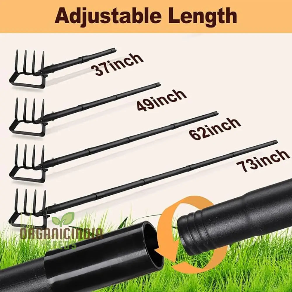 Adjustable Long-Handled Stirrup Hoe Cultivator - Heavy-Duty Scuffle With Rake Tiller For Weeding