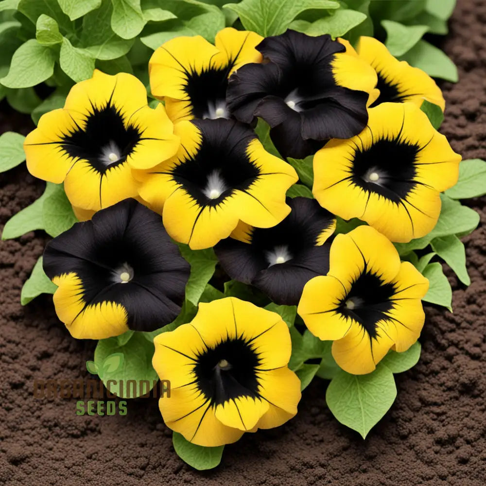 Black Yellow Double Petunia Flower Seeds - Dramatic Duo Blooms For Bold Garden Statements Annuals