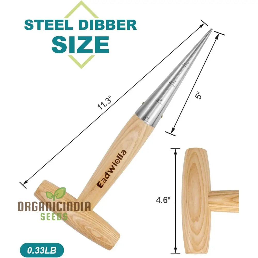 Garden Seed Dibber Tool With 5-Inch Measurements – Hand Dibbler And Planter Dispenser Hole Digger