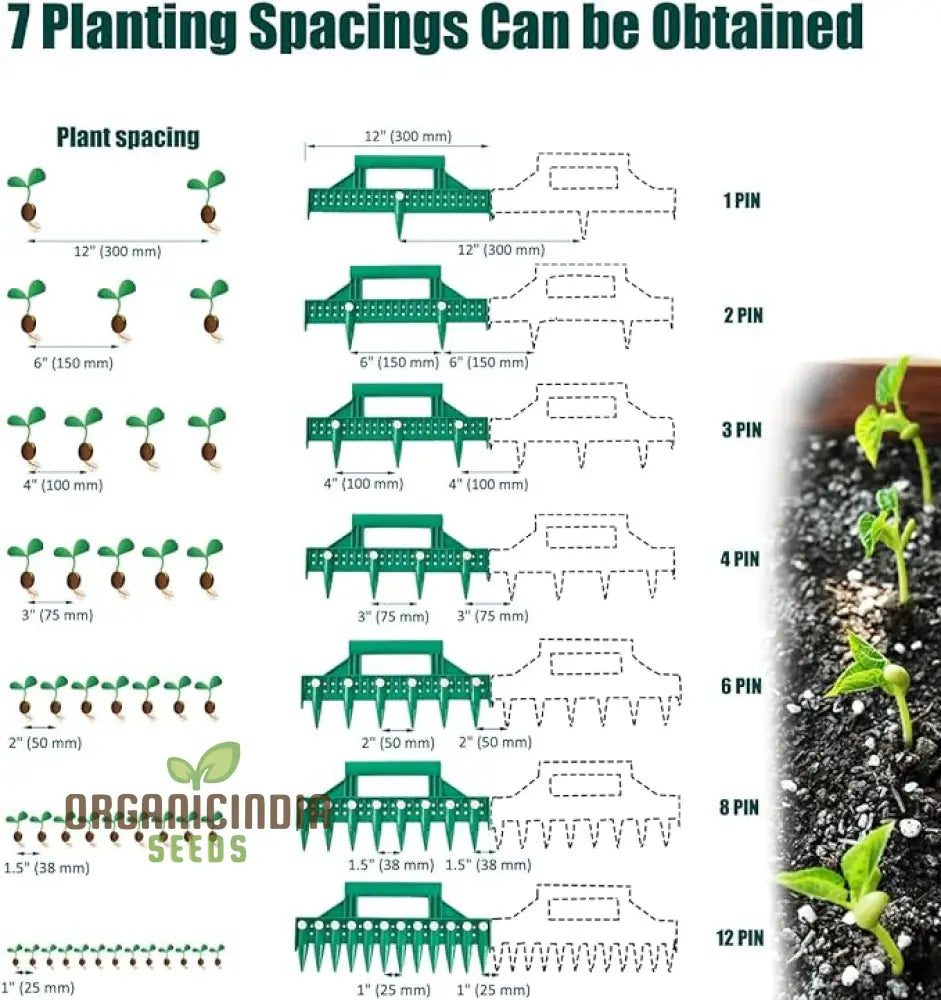 Multifunctional Seed Dibber And Spacer Tool - Ideal For Planting Seeds With Perfectly Spaced Rows